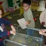 Placing the paper into the water