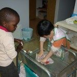 Holding the paper under water